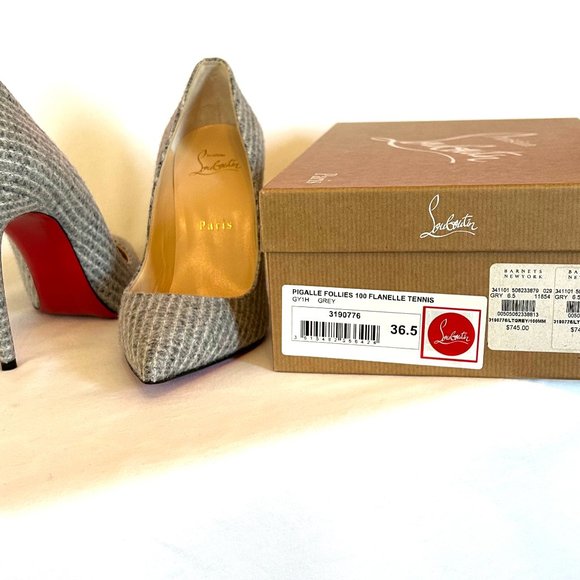Louboutin Pigalle Folles-Size 6.5 Grey - Picture 2 of 4